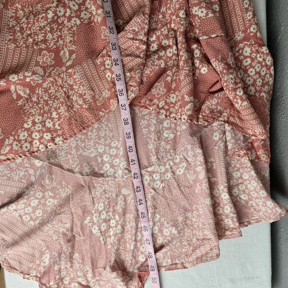 Wrangler Retro Floral Patchwork Hi-Low Ruffle Midi Dress XL Pink Western Rodeo - Picture 9 of 12